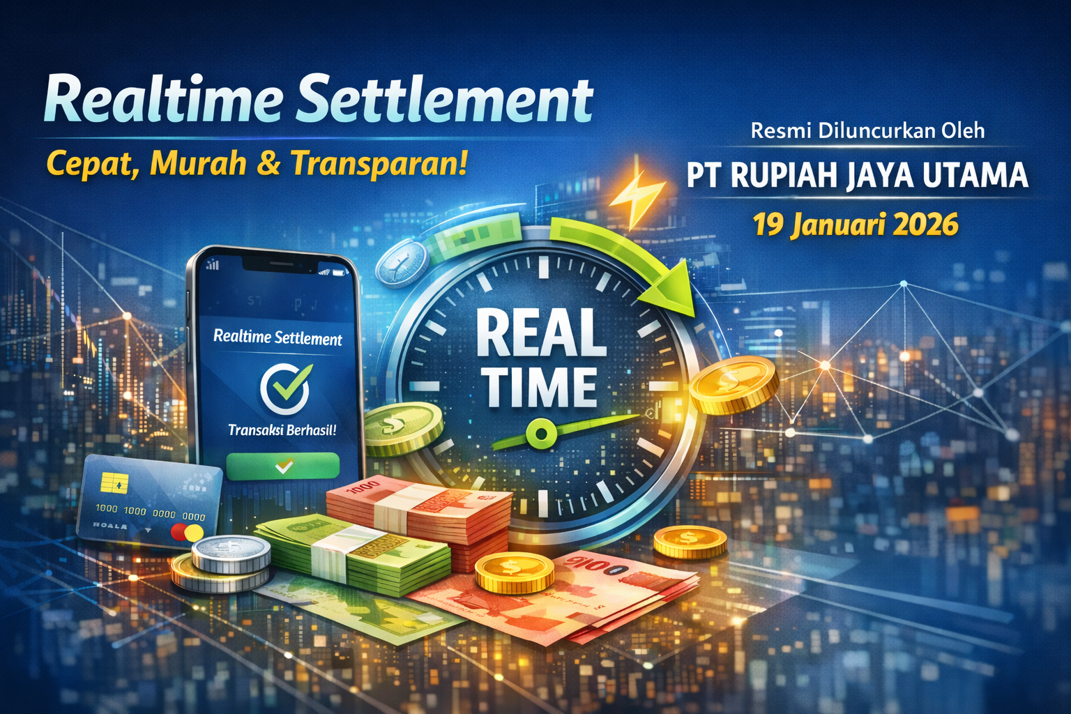 Sakurupiah ( PT. RUPIAH JAYA UTAMA ) Settlement Real-Time All Payment Dengan Biaya Termurah, Transparan, dan Cepat