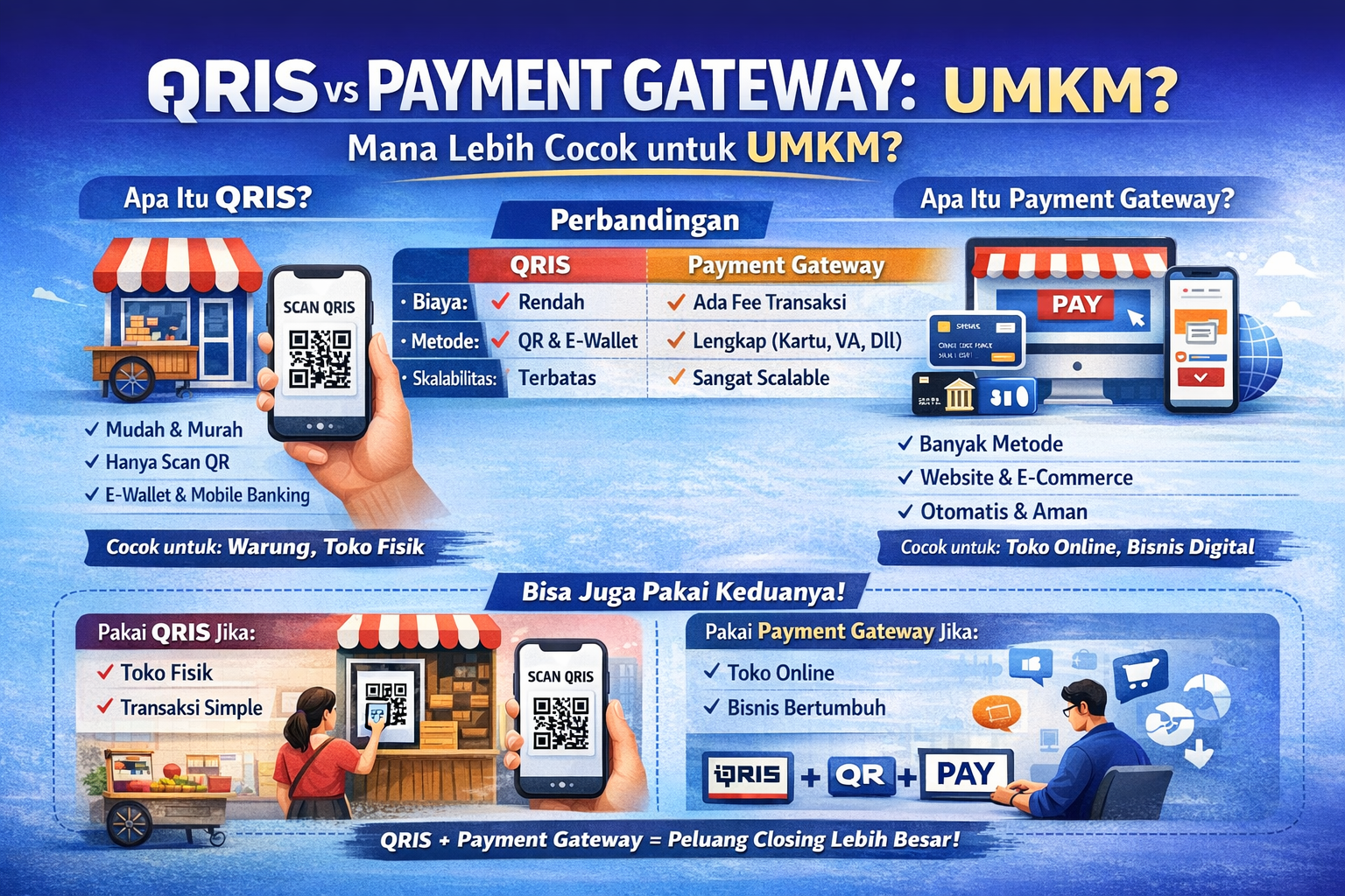 QRIS vs Payment Gateway | Mana Pilihan Paling Tepat Untuk Usahamu Solusi Pembayaran Untuk UMKM Dll