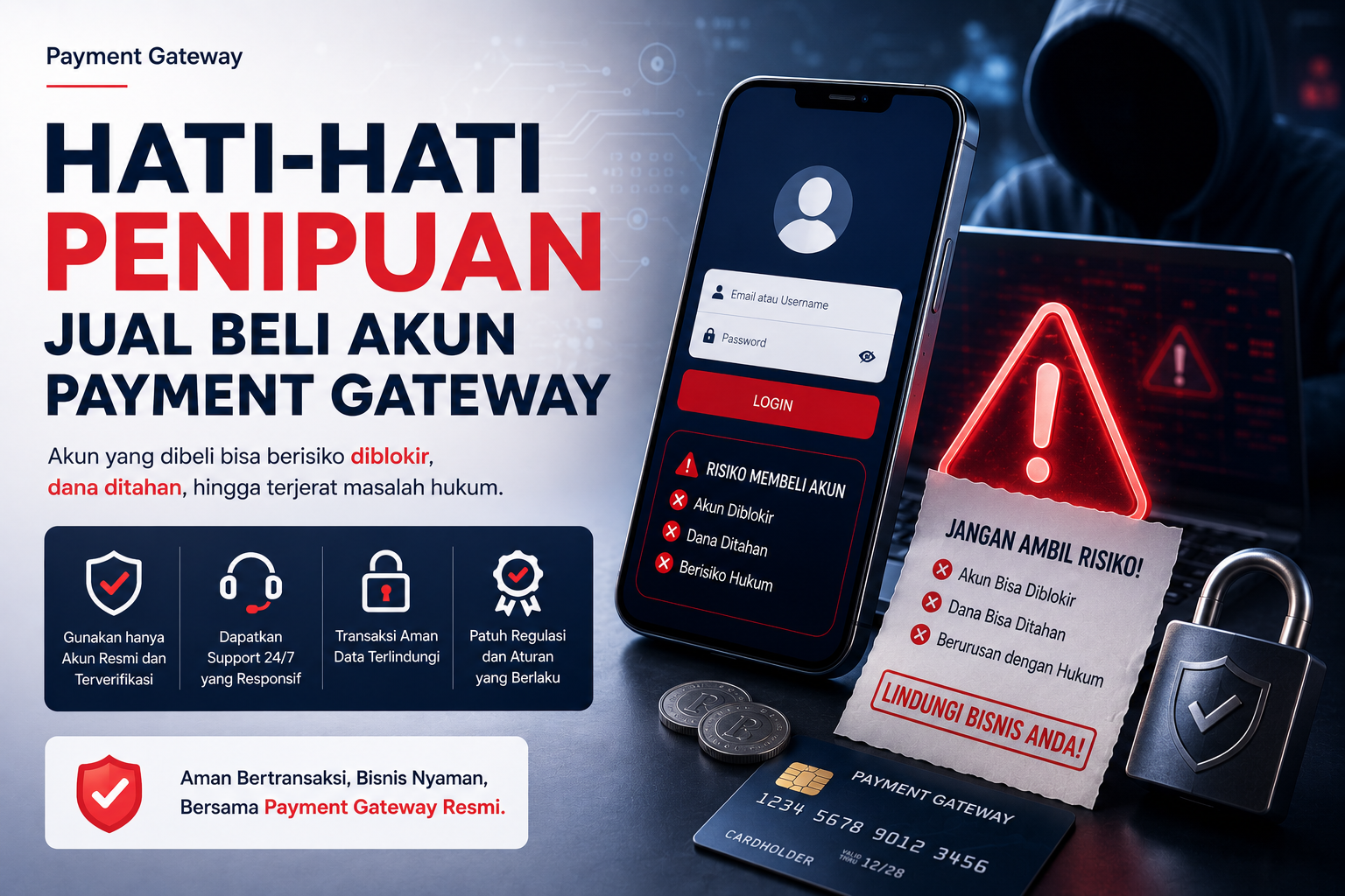 Hati-Hati Penipuan Jual Beli Akun Payment Gateway,jika menemukan penipuan silahkan laporkan ke payment gateway terkait