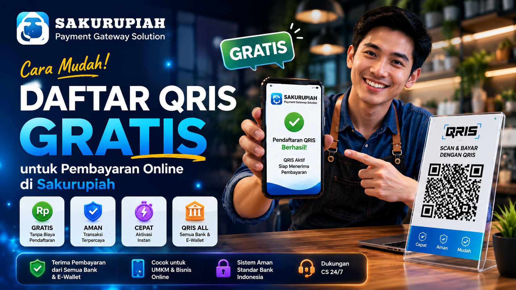 Cara Mendaftar QRIS Gratis untuk Pembayaran Online di Sakurupiah ,Cocok untuk bisnis kecil maupuan bersekala besar