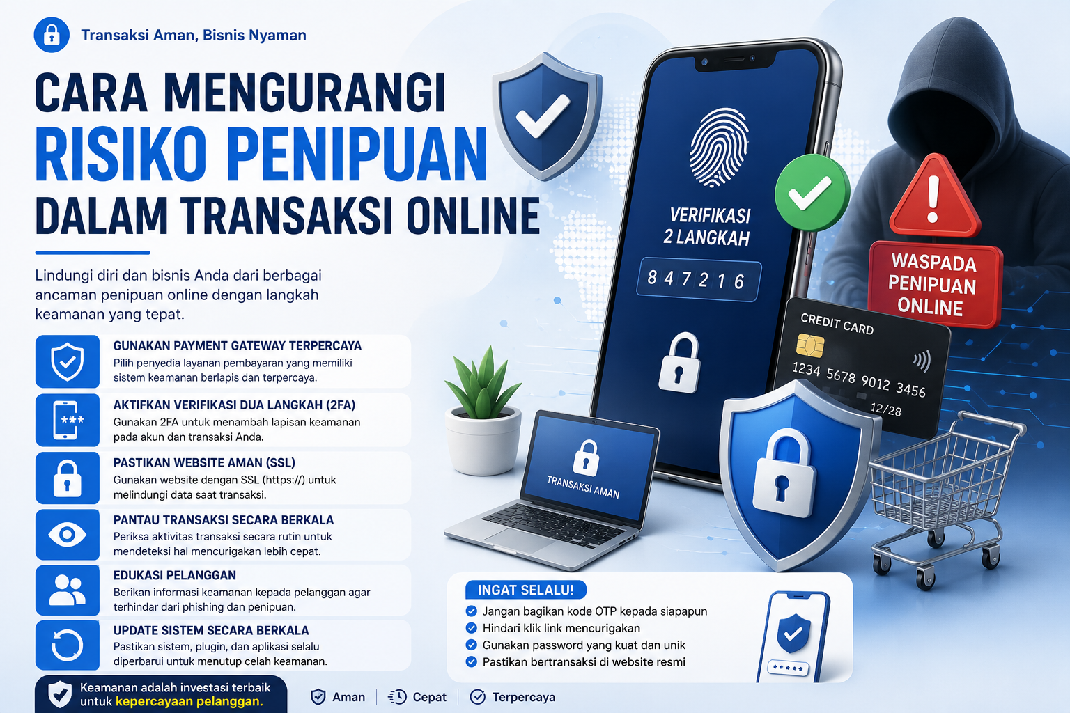 penting bagi setiap bisnis untuk memahami cara mengurangi risiko penipuan dalam transaksi online agar keamanan data pelanggan tetap terjaga dan kepercayaan konsumen meningkat.